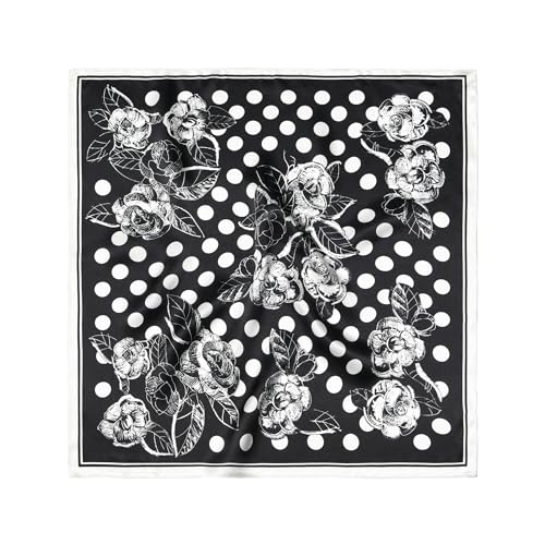 100% Mulberry Silk Scarf - 21" Square Lightweight Neckerchief, Gift Packed - color: Black-2