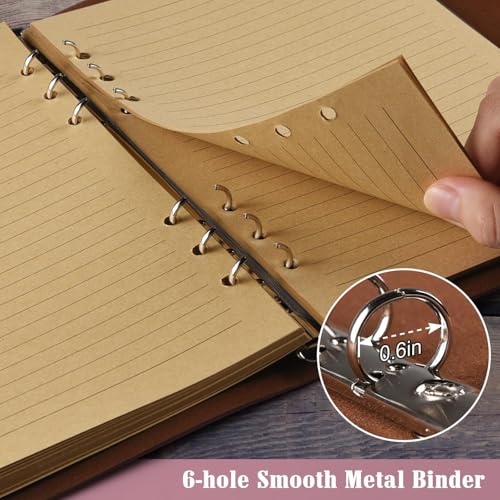Leather Journal Notebook, Vintage Refillable Journal with 2 PVC Pockets, Travel Journal for Writing, Diary Journal for Women, Men, Girls and Boys, 100GSM Lined Paper, 160 Pages (Pink, A6 7.3"x 5.1") - color: Pink, size: A6 7.3'' x 5.1''