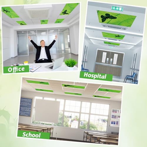 6 Pcs Fluorescent Light Covers with 60 Magnets Decorative for Classroom Ceiling Lights 4 x 2 Feet Magnetic Light Cover Filter Easy Install for Office Hospital Home Ceiling Supplies (Green Leaf Frog) - color: Green Leaf Frog