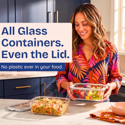 Non-Toxic Glass Food Containers with Lids, 2-Pack, 50 oz, Airtight, Gray - color: Gray, size: 50 Oz