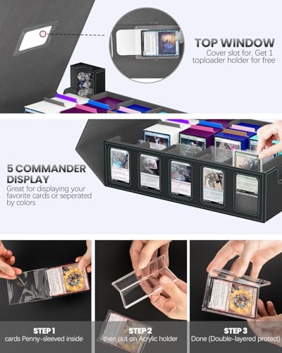 Gomyrod 5 Row 4200+ Trading Card Storage Box with Commander Display - color: Black/Grey, size: 4200+