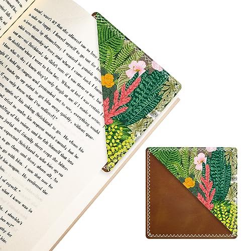 Personalized Leather Bookmarks, Fun & Cute Book Accessories for Reading Lovers, Unbreakable Page Markers for Women Men Girls Boys Student Teacher Kids Retirement Birthday Gifts (Flowering Plant) - color: Flowering Plant