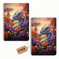 2 Pcs Fantasy Dragons A5 Spiral Notebook, 160 Pages Dragon Journal Notebook - color: Multicolour 0009