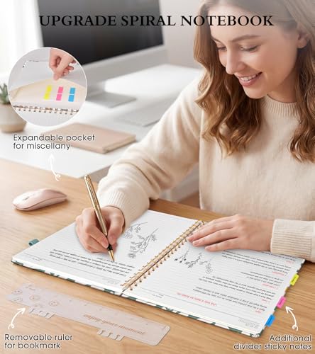 Spiral Notebook Journal 8.5” x 11”, A4 Large Notebooks for Women Men, College Ruled Lined Journal, 100 GSM Paper, Hardcover Spiral Bound Journals for Work School Note Taking Business, Field of Daisies - color: Field of Daisies, size: Line