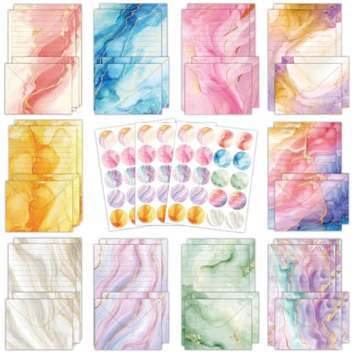 FUNCLASS 160 Pcs Marble Stationery Set Letter and Envelopes - color: Marble