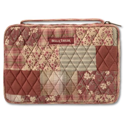 Bella Taylor Small Bible Cover, Quilted Bible Case, Burgundy Patch - color: Burgundy Patch, size: Small