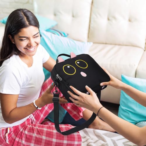 Tallew 3 Pcs Black Cat Backpacks Set for Kids with Lunch Bag, Pencil Case