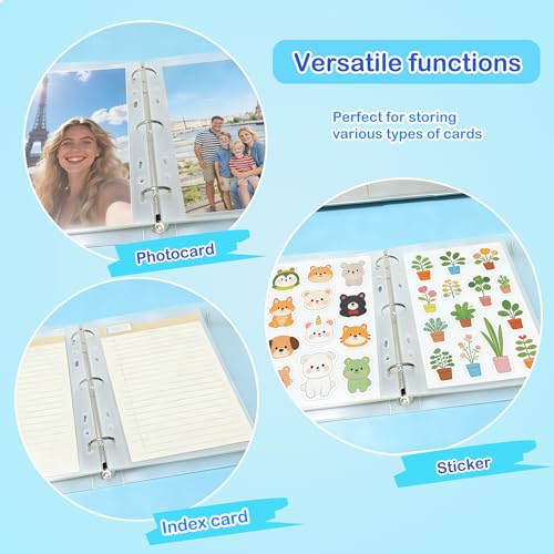 30 Pack 5x7 Card Sleeves Binder Sheets, 6/3 Ring A5 Binder Inserts, Ultra-Clear Double Sided 1 Pocket, Top Loading, Clear Plastic Sleeves for Photocard - size: 5" x 7"（1 Pocket）