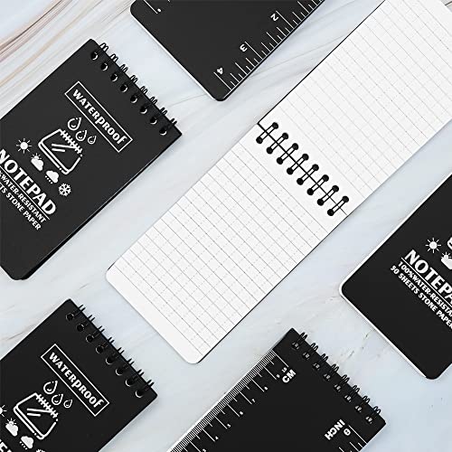 Geluode 6 Pack Waterproof Notebook, 3 x 5 Inches Pocket Notepad, All-Weather Memo Pads with Top-Spiral, Tactical Steno Pads with Grid for Outdoor Activities Recording and Tactical Pocket
