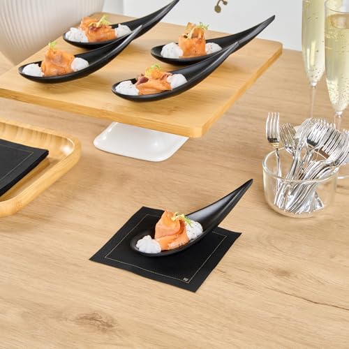 Restaurantware Black Melamine Teardrop Tasting Spoon, 4.3 In, 10 Pack - color: Black