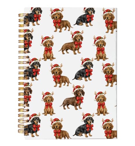 VNWEK Christmas Dachshund Spiral Notebook Journal 5.5x8.3 Inch - color: Christmas Dachshund