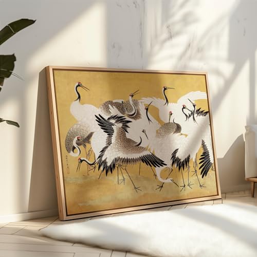 Poster Master Vintage Flock of Cranes Print - Retro Japanese Crane Art - Bird Art - Gift for Animal Lover - Chic Decor for Home, Office, Living Room - 8x10 UNFRAMED Wall Art - color: Style-05, size: 8"L x 10"W
