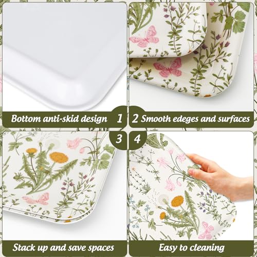 FYSUIMU 3 Pcs Wildflower Serving Trays Melamine Platter Vintage Spring Floral Serving Dishes Charcuterie Board for Party Sharing Snack Fruit Dessert Supplies, 10 x 13 In - style: Wildflower2