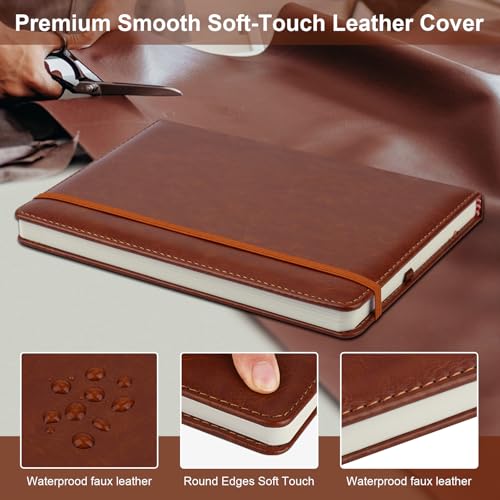 ZCZN 6 Pack Lined Journal Notebooks for Work, A5 Hardcover Leather Journals - color: Black+Brown