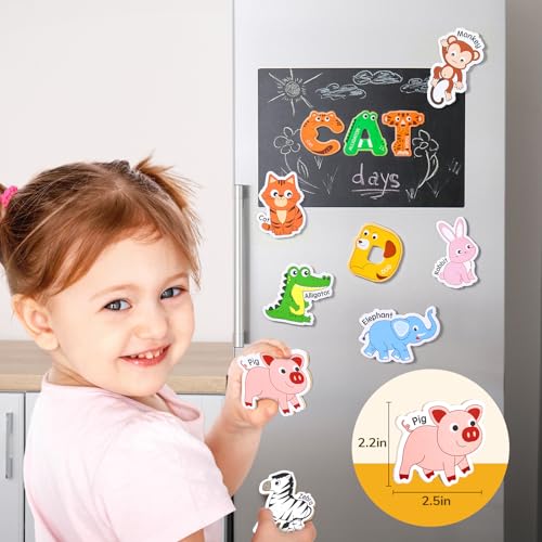 JoyCat Fridge Magnets for Toddlers, 26 Cute Animals & Uppercase Letters - style: Letters+Animals
