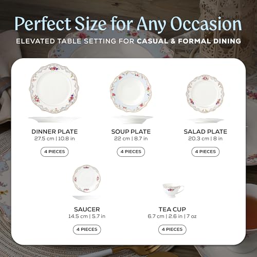 Joseph Sedgh Collection Romantic Bloom Bone China Dinnerware Set, 57-Piece - size: 20 Piece Set