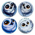 Cute Owl Round Coaster Set - Made of Recycled Rubber - Set of 4 - color: Cute Owl