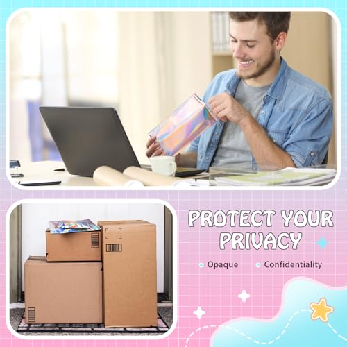 FUNFERY 6.3x9.4in Holographic Mylar Poly Mailers Self Sealing Adhesive Bag - color: Holographic Self Adhesive-50P, size: 6.3x9.4 inch