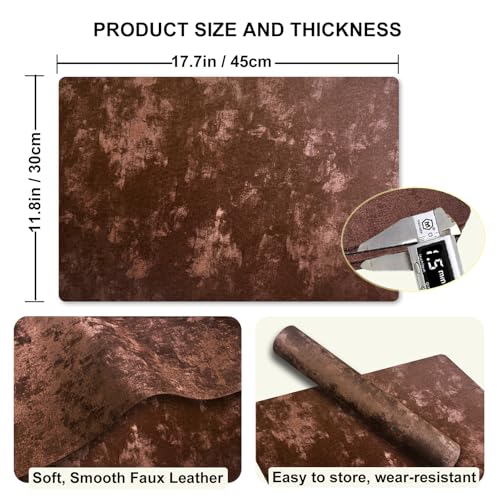 Faux Leather Placemats Set of 4, 11.8"x17.7", Coffee Brown - color: Coffee Brown, size: Set of 4