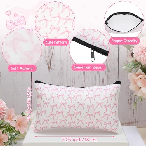 Eaasty 20 Pieces Pink Bow Gift Set Bowknot Sticky Notes with Pens, Pencil Bags Makeup Bags, 3 x 4 Inches Animals Note Pads, Funny 1.0 mm Ballpoint Pens, Office Pink Bow Party Supplies for Women - style: Pink Bow