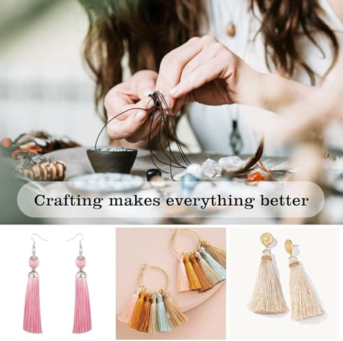 100 Pcs White Mini Tassels 13cm/5 Inch with Loops for Bookmarks, Jewelry Making, DIY Projects - color: White