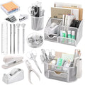 17 IN 1 Office Desk Organizer Set for Back to School Supplies Accessories - color: Silver