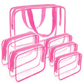 APREUTY 6 Packs Clear Makeup Bags, TSA Approved Toiletry Bag Set, Rose Red - color: Rose Red-6PCS(Large+Medium+Small)