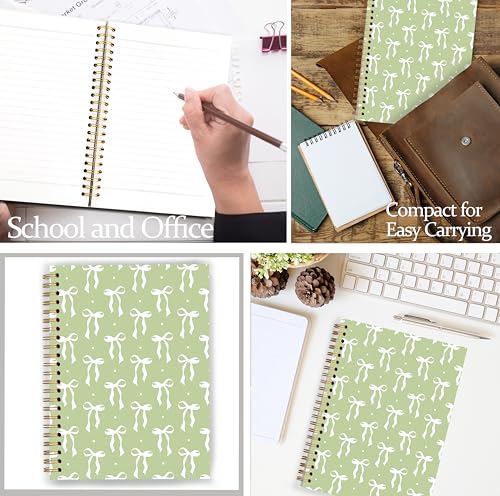 GDJIEGBC Sage Green Girly Coquette Bow Notebook 5.5x8.3in - color: Color-B