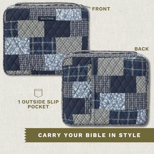 Bella Taylor Bible Cover, Quilted Bible Case, Heritage Blue Patch - color: Heritage Blue Patch, size: Large
