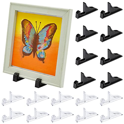 PH PandaHall 20pcs Easel Stands Plastic Photo Frame Display Stands Black Clear Plate Stand Holder Picture Display Easel for Book Plate Plaque Photo Platter Collectibles Desktop Party Home Decoration