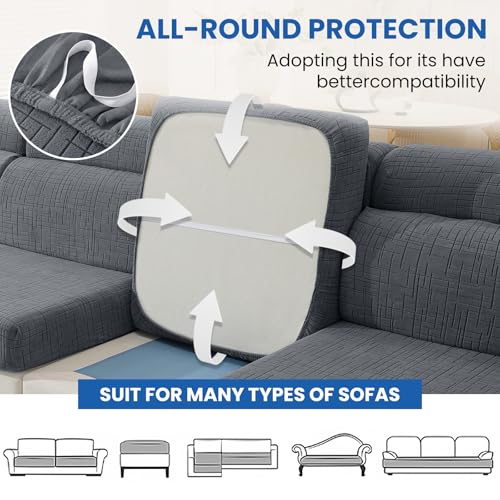 Super Stretch Sofa Cushion Covers (1 Piece, Light Gray) - color: Light Gray, size: 1 Cushion Chair