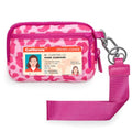 Small Wristlet Wallets for Women with Clear ID Window, Keychain Coin Purse - color: Hot Pink Leopard