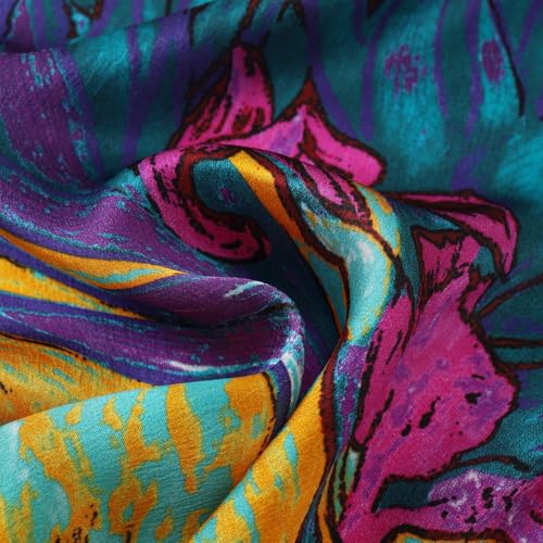JWSilk Long Charmeuse Silk Scarf Classic Art Print - color: Purple Iris By Van Gogh