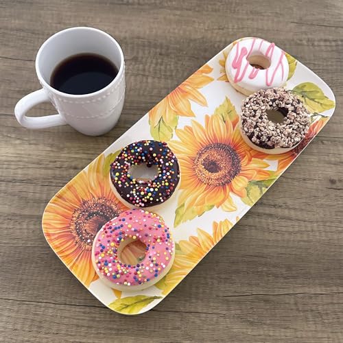UP Sunflower Melamine Serving Tray, 15 x 6.5 Inch Rectangular Serving Platter, BPA Free Food Tray for Party Entertaining - color: Sunflower