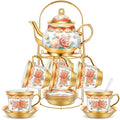 20 Pcs Adult Tea Party Set Porcelain with Metal Holder, Classic - style: Classic