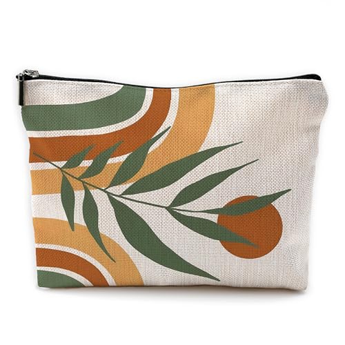 Boho Makeup Bag, Abstract Boho Sun Rainbow Botanical Cosmetic Bags Toiletry Bag for Women, Mid Century Modern Makeup Pouch - color: Boho-b