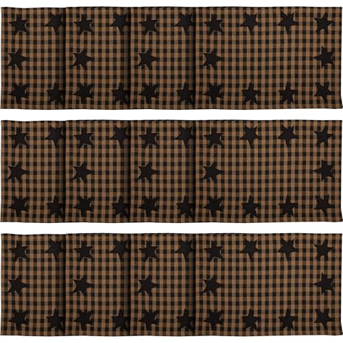 VHC Brands, Black Star, Cotton, 12x18, Placemat Set of 6, Black, 12 Pack - color: Raven, size: 12 pack