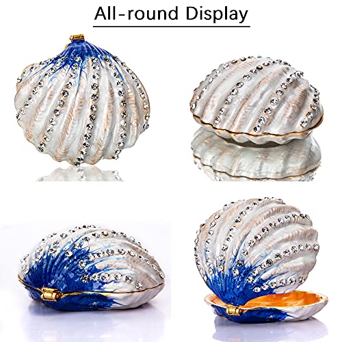 YU FENG 2.3 Inch Seashell Trinket Box Hinged Jewelry Box Figurine - color: Shell-1