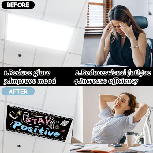 6Pcs Inspirational Fluorescent Light Covers for Classroom Ceiling Light 4x2Ft Motivational Word Magnetic Lights Cover Filter Easy Install for Back to School Office Hospital Ceiling Supply (Blackboard) - color: Blackboard
