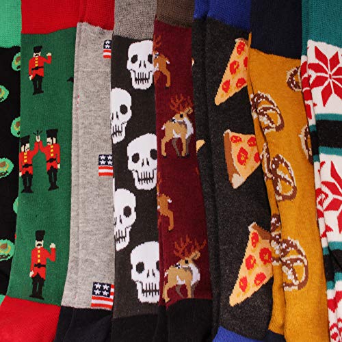 BambooMN Men's Cotton Colorful Design Fashion Novelty Dress Socks - color: American Flag Print - 1 Pair, size: 5-9