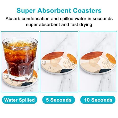 Coasters for Drinks, Set of 6 Cute Absorbent Ceramic Drink Coasters - color: Simple Abstract Art
