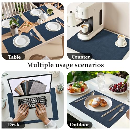 FROMHEART Faux Leather PU Placemats Set of 4 (Dark Blue,11.8" x 17") - color: Dark Blue, size: Set of 4
