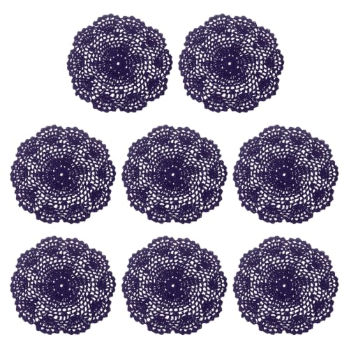 uxcell 8Pcs Crochet Doilies 8" Handmade Crochet Cotton Coaster Dark Purple - color: Dark Purple