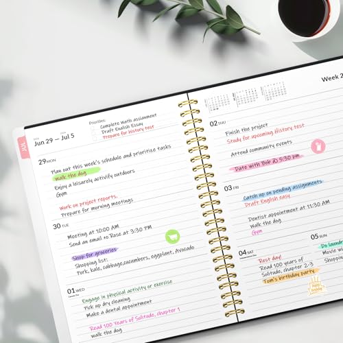 Forvencer Academic Planner 2026-2027, Weekly & Monthly Calendar Planner, A5 - color: Black, size: 6.3"x8.4" (Jul 2026 - Jun 2027)