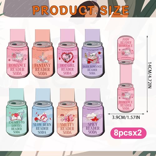 Drink Soda Magnetic Bookmarks Gifts - Wxiben 16 Pcs Funny Book Club Magic Magnet Book Markers Ticket Reading Tracker Bookmarks Magnetic Page Clips for Book Lovers Women Men School Office Supplies - style: Drink Soda