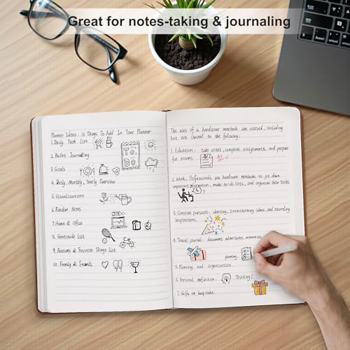Comix 6 Pack Lined Journal Notebooks for Work, 240 Pages, 5.5"x8.3", Brown - color: Brown, size: 6 Pack