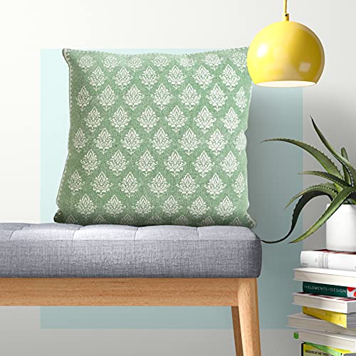 20x20 Inches Floral Cotton Throw Pillow Covers for Home Decor | Traditional Boho Cushion Covers for Throw Pillows | Perfect for Living Room Couch & Bedroom Decorations | Green/White - color: Green/White