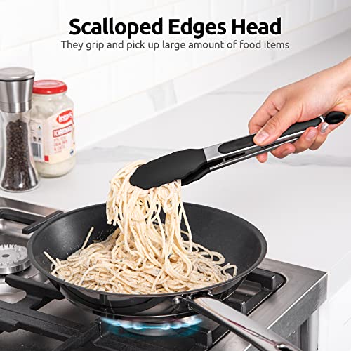 U-Taste Kitchen Tong for Cooking, 600ºF Heat-Resistant Silicone, 9in/Black - color: Black, size: 9 inch