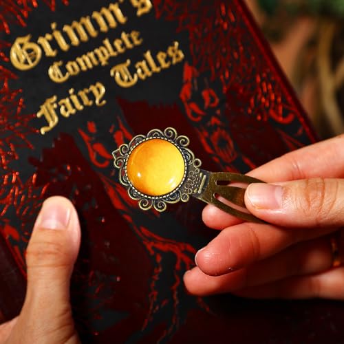 1Pcs Vintage Yellow Jade Bookmark with Natural Crystal Stone - Fantasy Metal Yellow Jade Bookmark for Reading Women, Men, Book Lovers, Girls and Teachers Bookmarks - color: Yellow Jade