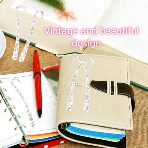 15 Pack Metal Bookmark - Silver Metal Bookmark Hairpin Hook Carved Antique Vintage with Loop Book Markers Embossed Bookmarks, Jewelry Making Charms